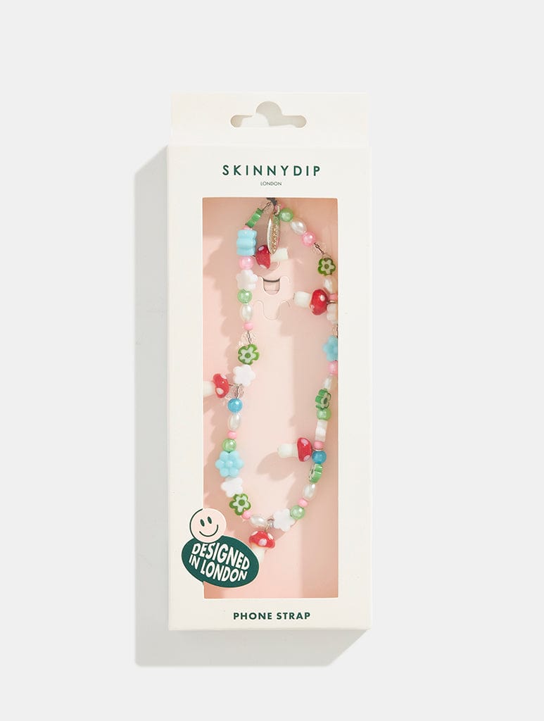 Toadstool Beaded Phone Strap Phone Grips Skinnydip London