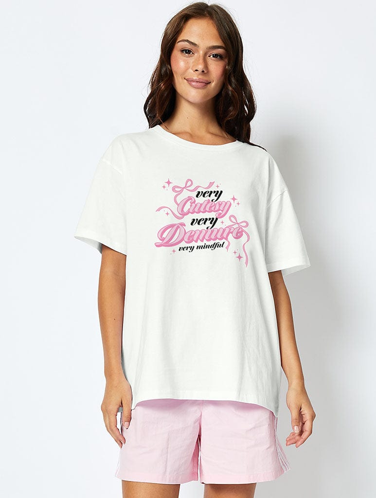 Very Demure T-Shirt in Ecru Tops & T-Shirts Skinnydip London