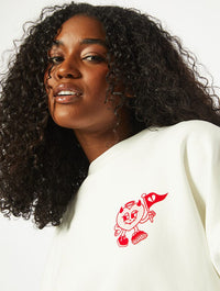 Walking Red Flag Ecru Oversized Sweatshirt Hoodies & Sweatshirts Skinnydip London