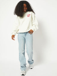 Walking Red Flag Ecru Oversized Sweatshirt Hoodies & Sweatshirts Skinnydip London