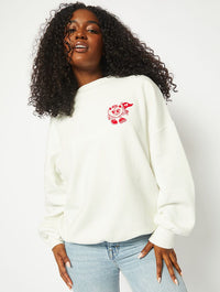 Walking Red Flag Ecru Oversized Sweatshirt Hoodies & Sweatshirts Skinnydip London