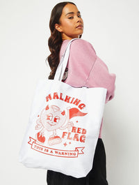 Walking Red Flag Tote Bag Printed Tote Bags Skinnydip London