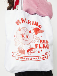 Walking Red Flag Tote Bag Printed Tote Bags Skinnydip London