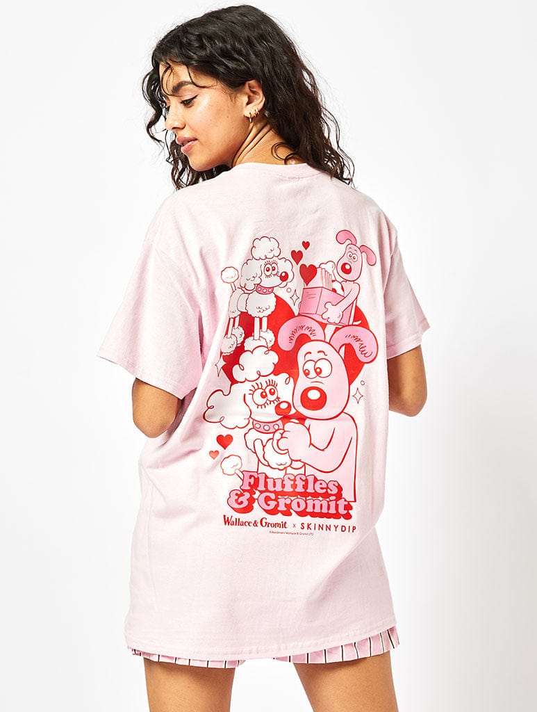 Wallace & Gromit x Skinnydip Fluffles and Gromit T-Shirt In Pink | Shop ...