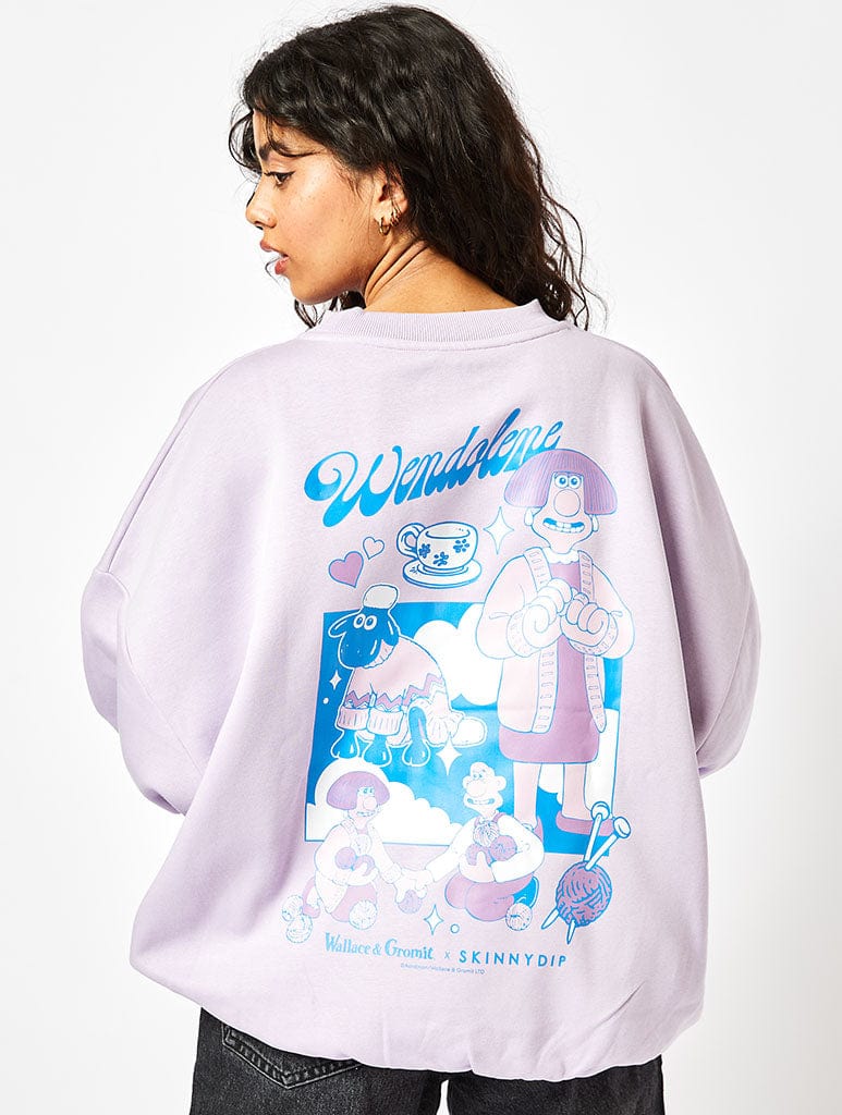 Wallace & Gromit x Skinnydip Wendolene Sweatshirt In Lilac Hoodies & Sweatshirts Skinnydip London