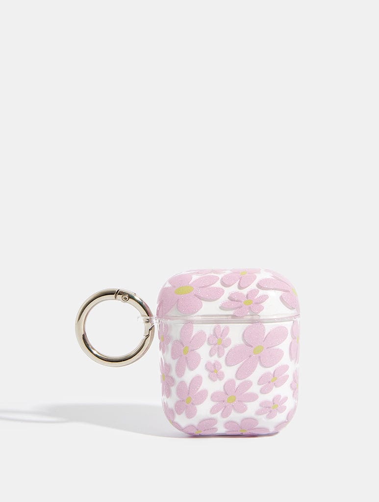 Warped Lilac Glitter Flower AirPods Case AirPods Cases Skinnydip London