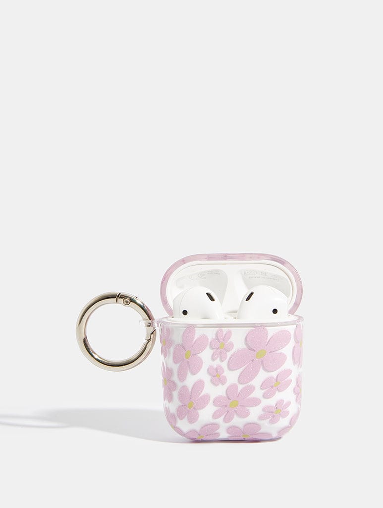 Warped Lilac Glitter Flower AirPods Case AirPods Cases Skinnydip London