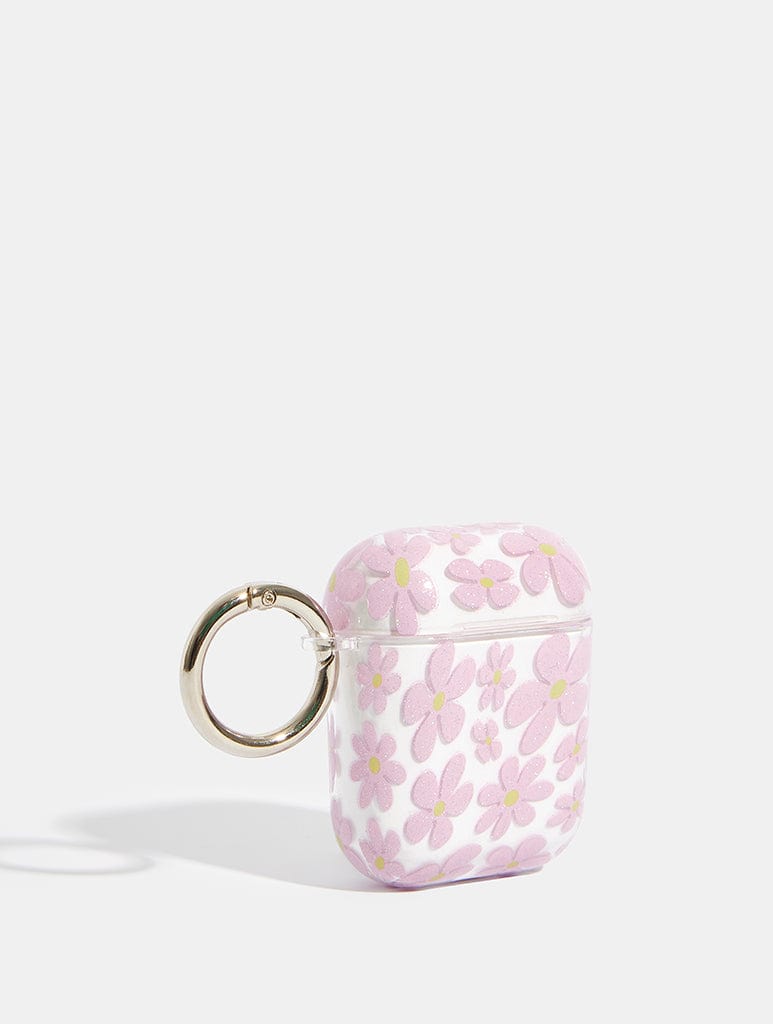 Warped Lilac Glitter Flower AirPods Case AirPods Cases Skinnydip London