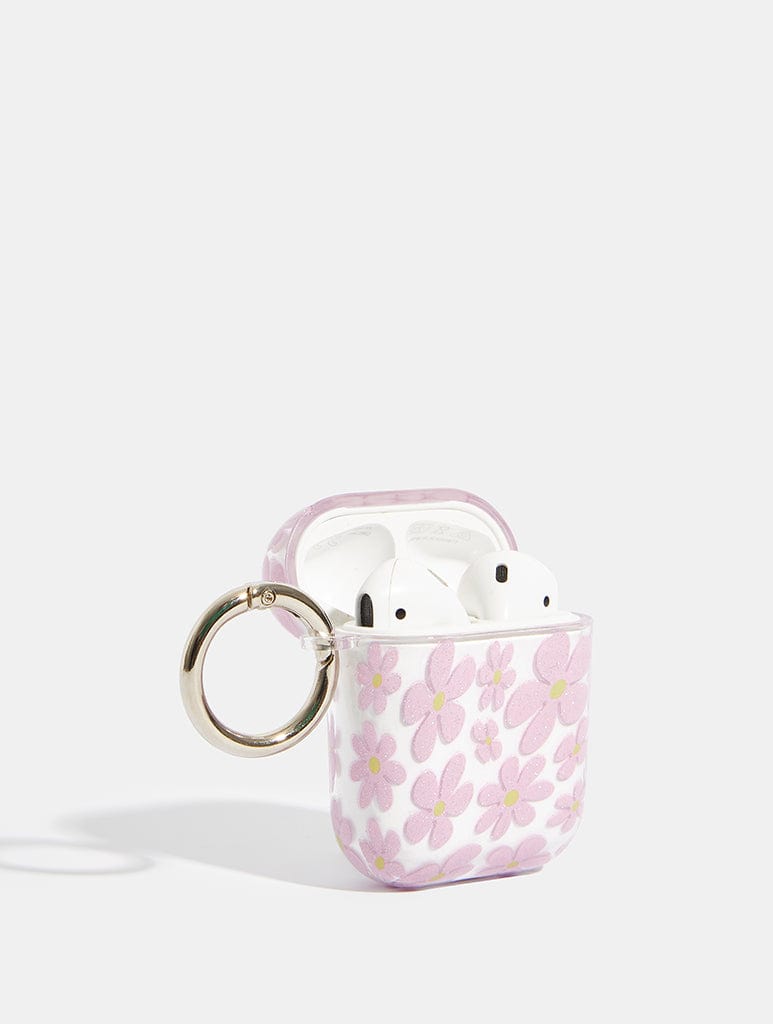 Warped Lilac Glitter Flower AirPods Case AirPods Cases Skinnydip London