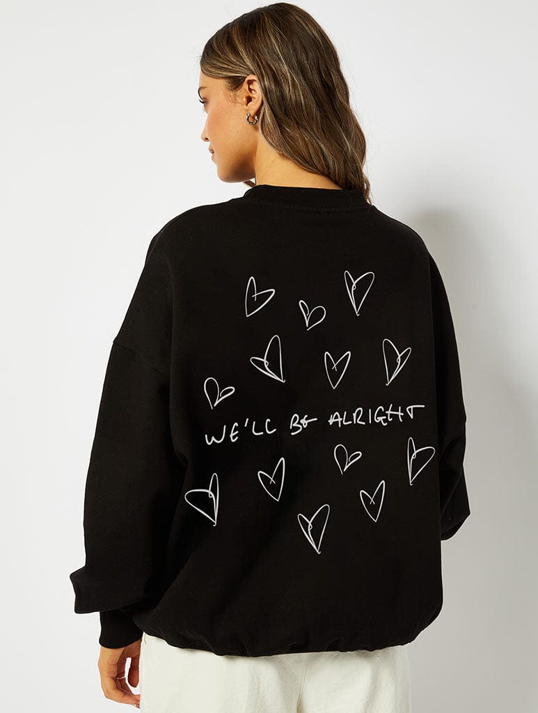 We'll Be Alright Sweatshirt in Black Hoodies & Sweatshirts Skinnydip London