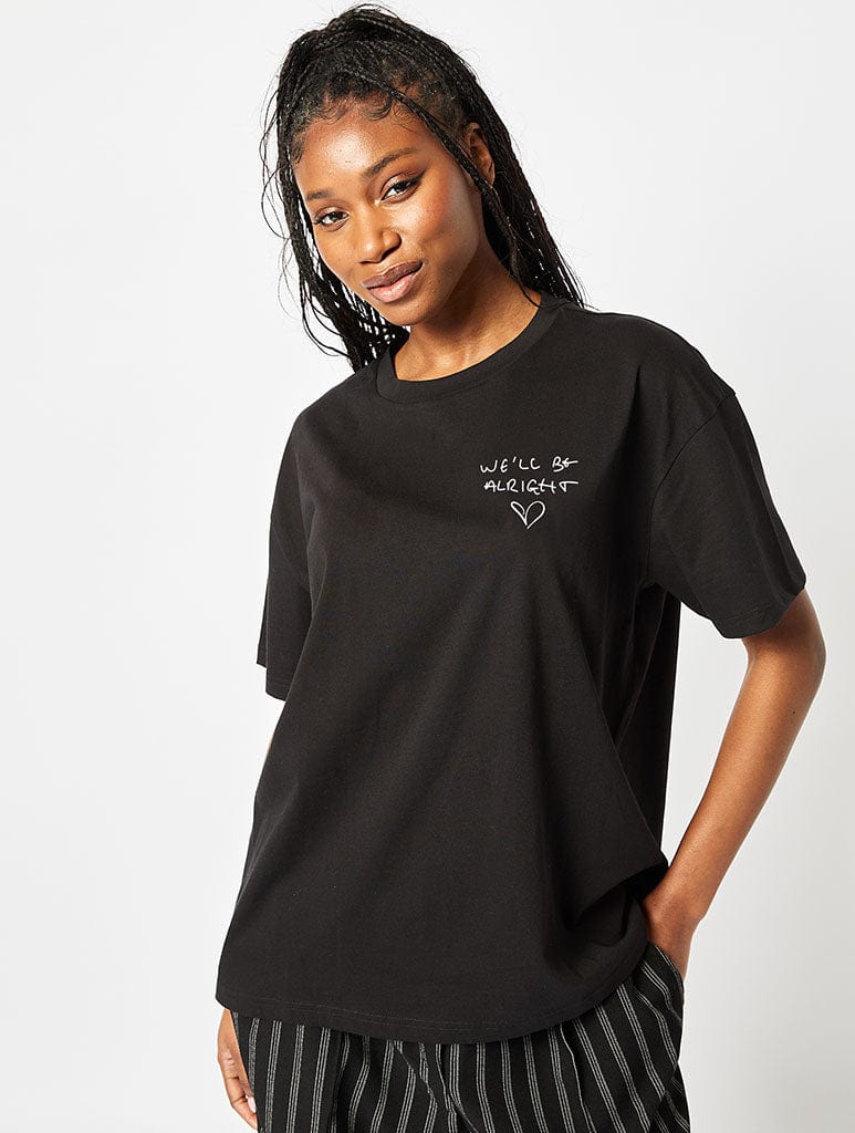 We'll Be Alright T-Shirt In Black Tops & T-Shirts Skinnydip London