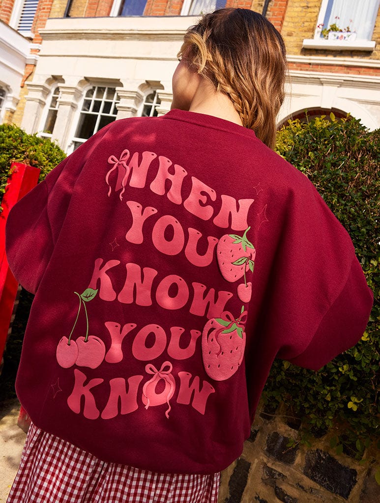 When You Know You Know Sweatshirt in Burgundy Hoodies & Sweatshirts Skinnydip London