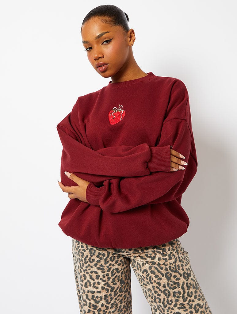 When You Know You Know Sweatshirt in Burgundy Hoodies & Sweatshirts Skinnydip London