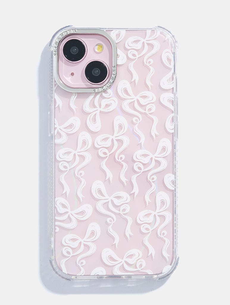 White Bow Swirl Shock iPhone Case Phone Cases Skinnydip London