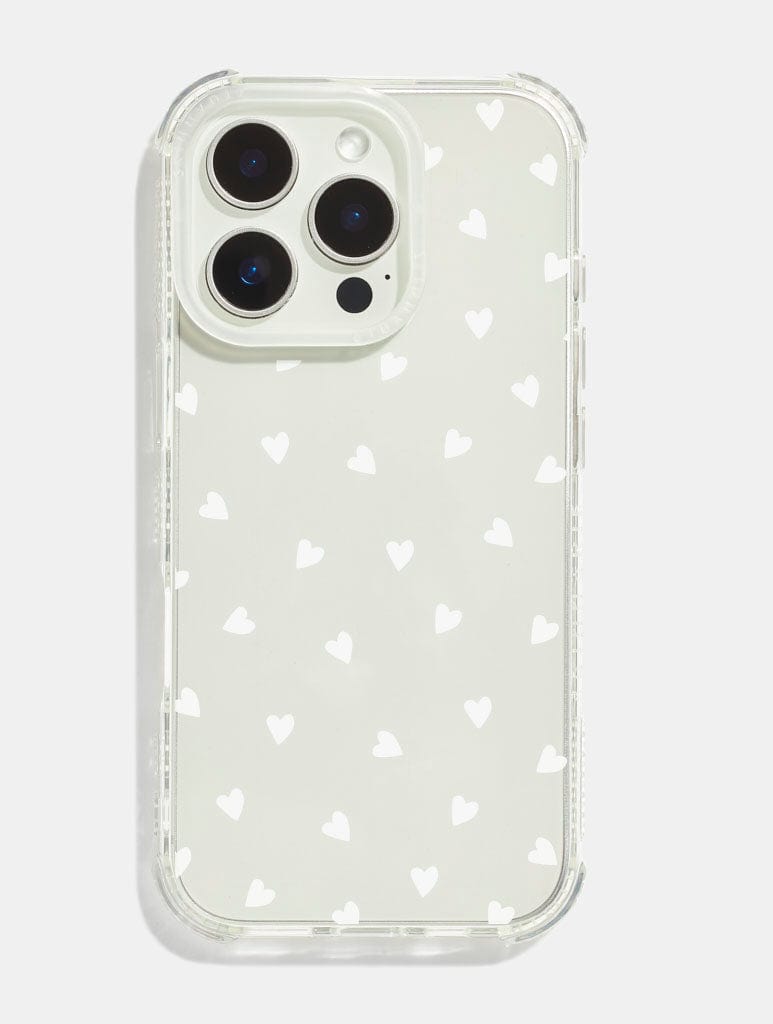 White Ditsy Hearts Shock iPhone Case Phone Cases Skinnydip London