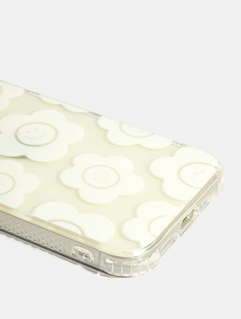 White Happy Flower Shock iPhone Case Phone Cases Skinnydip London