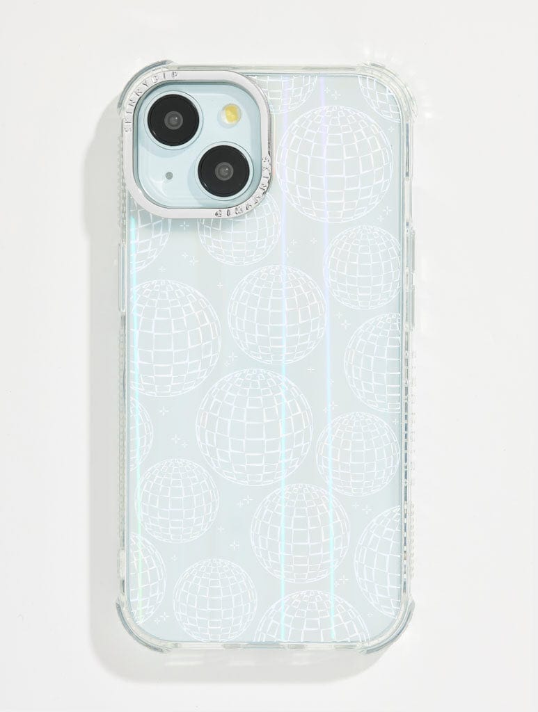 White Minimal Disco Ball Shock iPhone Case Phone Cases Skinnydip London