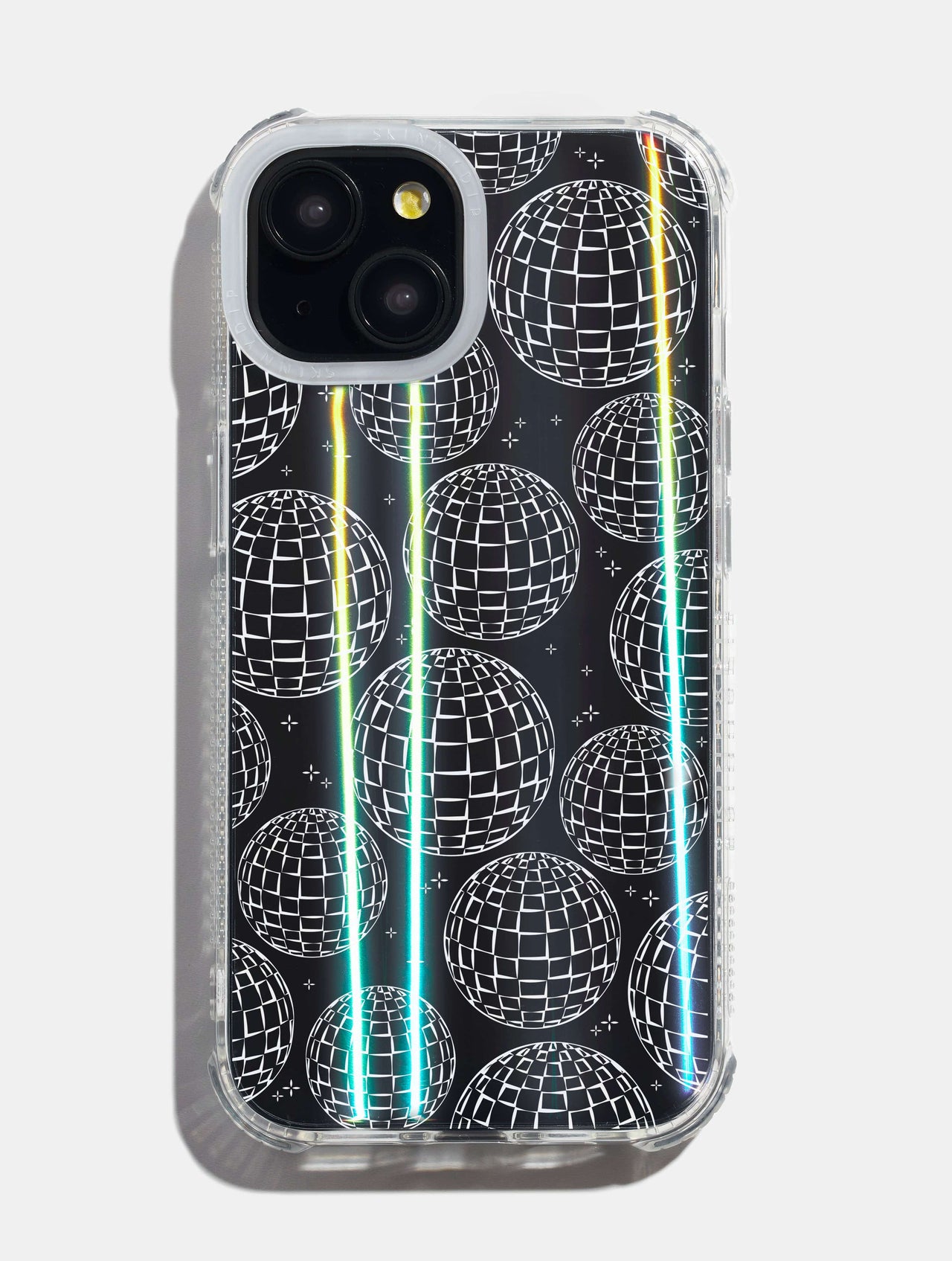 White Minimal Disco Ball Shock iPhone Case Phone Cases Skinnydip London