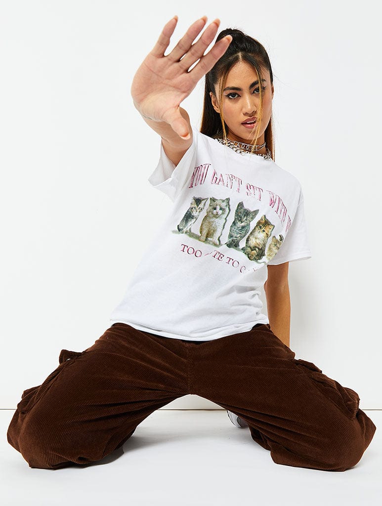 You Can't Sit With Us Kitten Oversized T-Shirt Tops & T-Shirts Skinnydip London