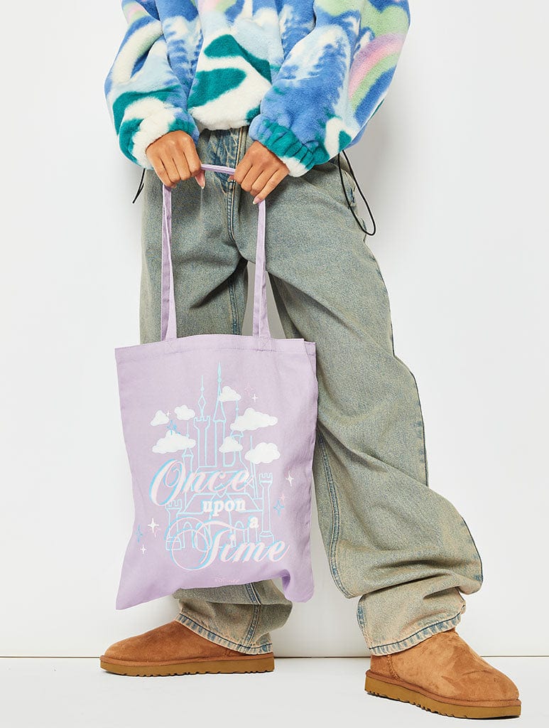 Skinnydip sherpa trimmed tote bag in pastel blue and pink Travel