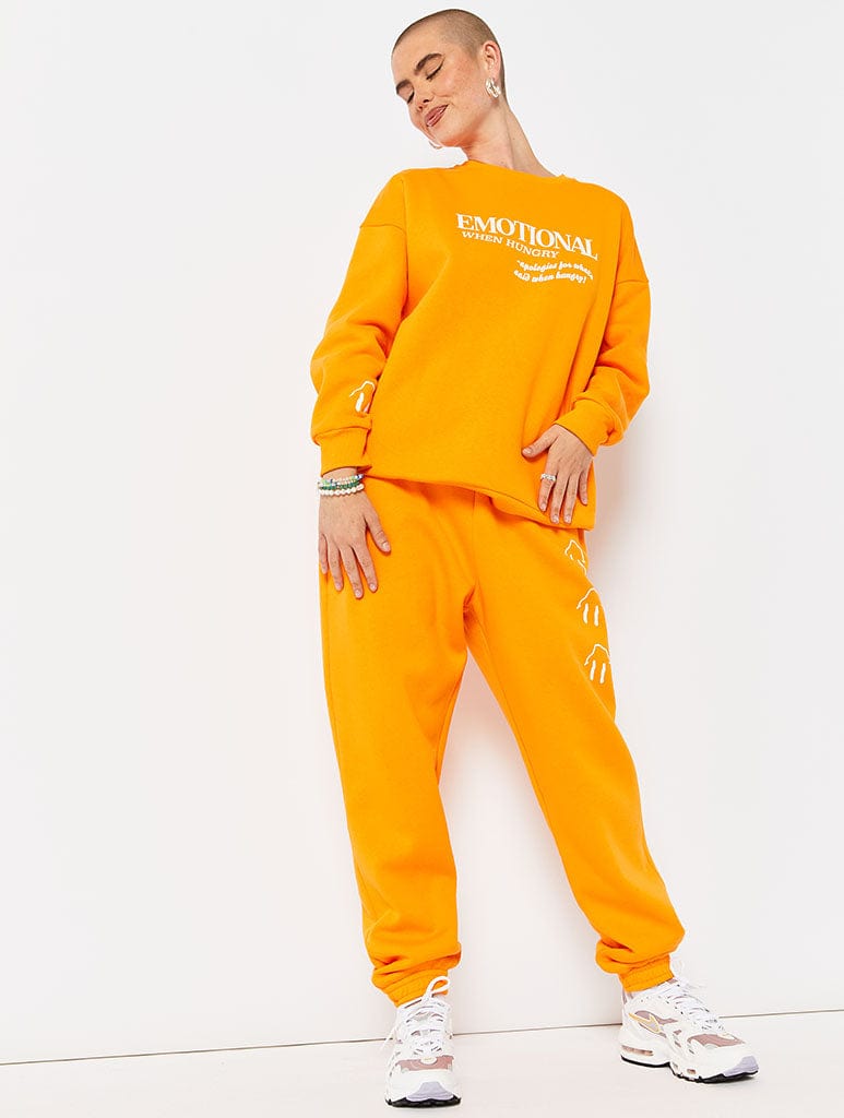 Emotional When Hungry Orange Joggers Co-ord Bottoms Skinnydip