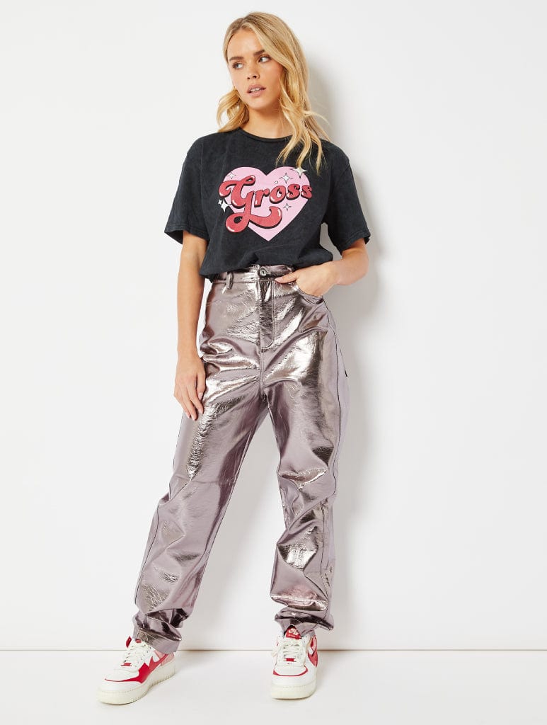 Gross Graphic Oversized Acid Wash T-Shirt Tops & T-Shirts Skinnydip London