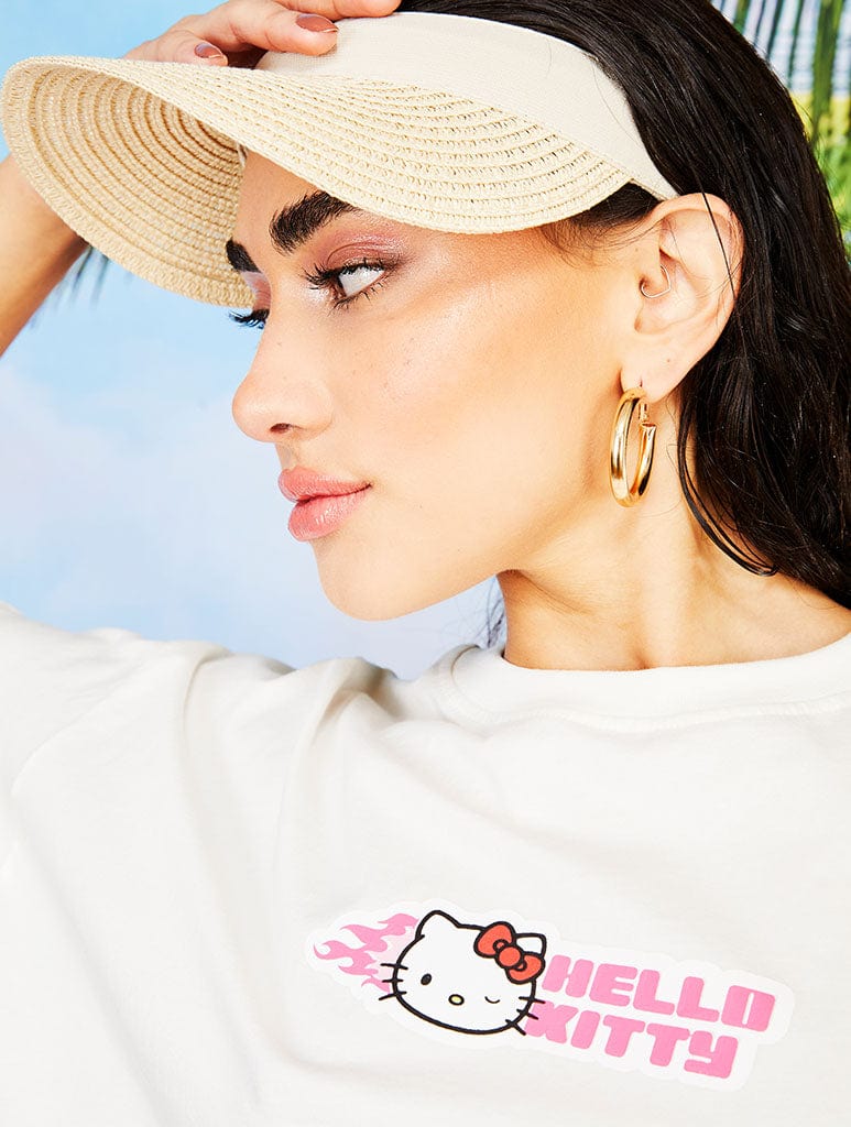 Hello Kitty Retro Sticker Oversized T-Shirt, Tops