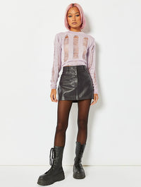 Lilac Ladder Knit Crop Jumper Jumpers & Cardigans Skinnydip London