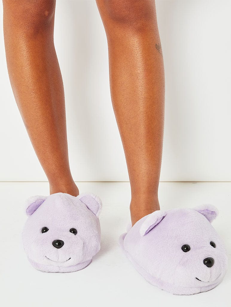 Lilac Teddy Slippers Footwear Skinnydip London