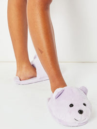 Lilac Teddy Slippers Footwear Skinnydip London