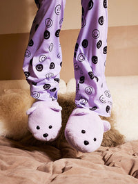 Lilac Teddy Slippers Footwear Skinnydip London