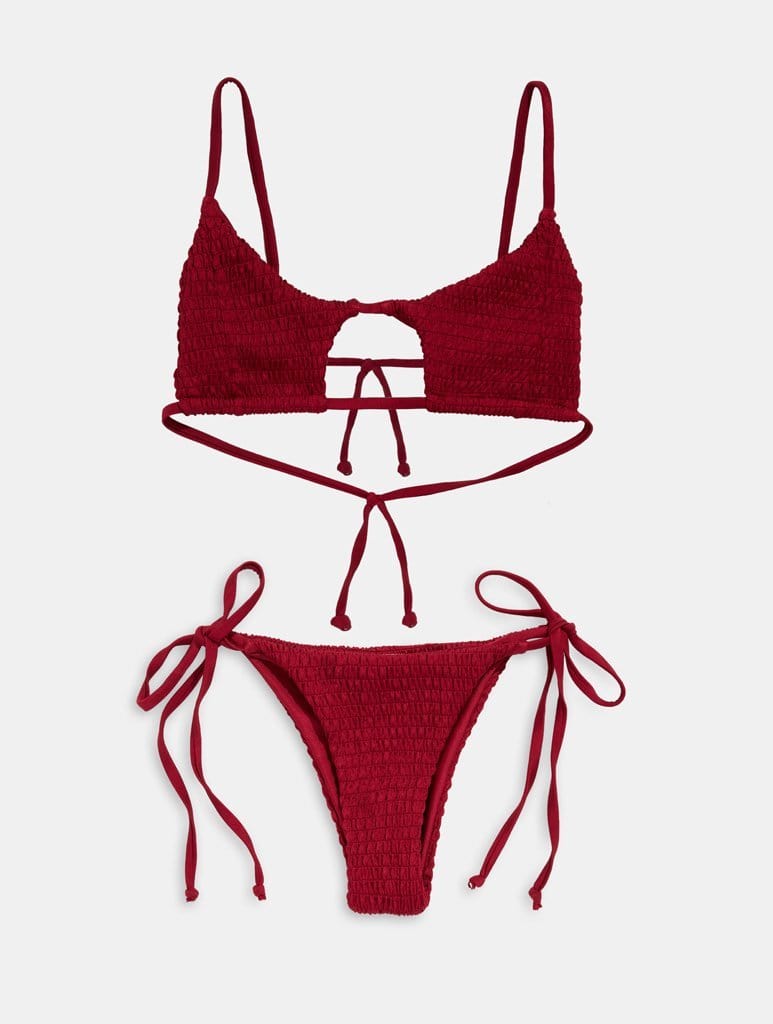 Marbella Burgundy Smock Bikini Top Swimsuits Swim Society