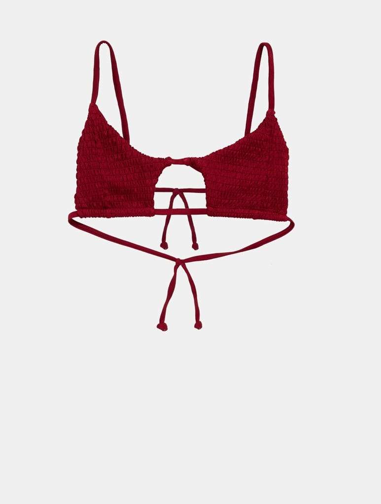 Marbella Burgundy Smock Bikini Top Swimsuits Swim Society