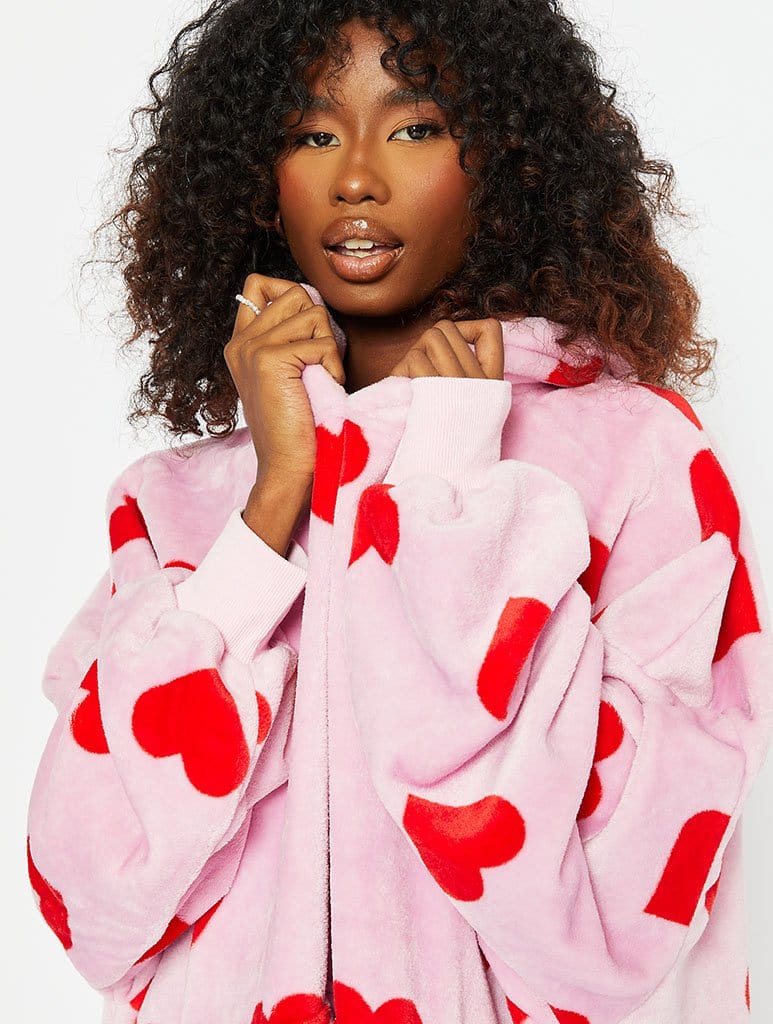 Pink Heart Blanket Hoodie Shop Oodies Skinnydip London